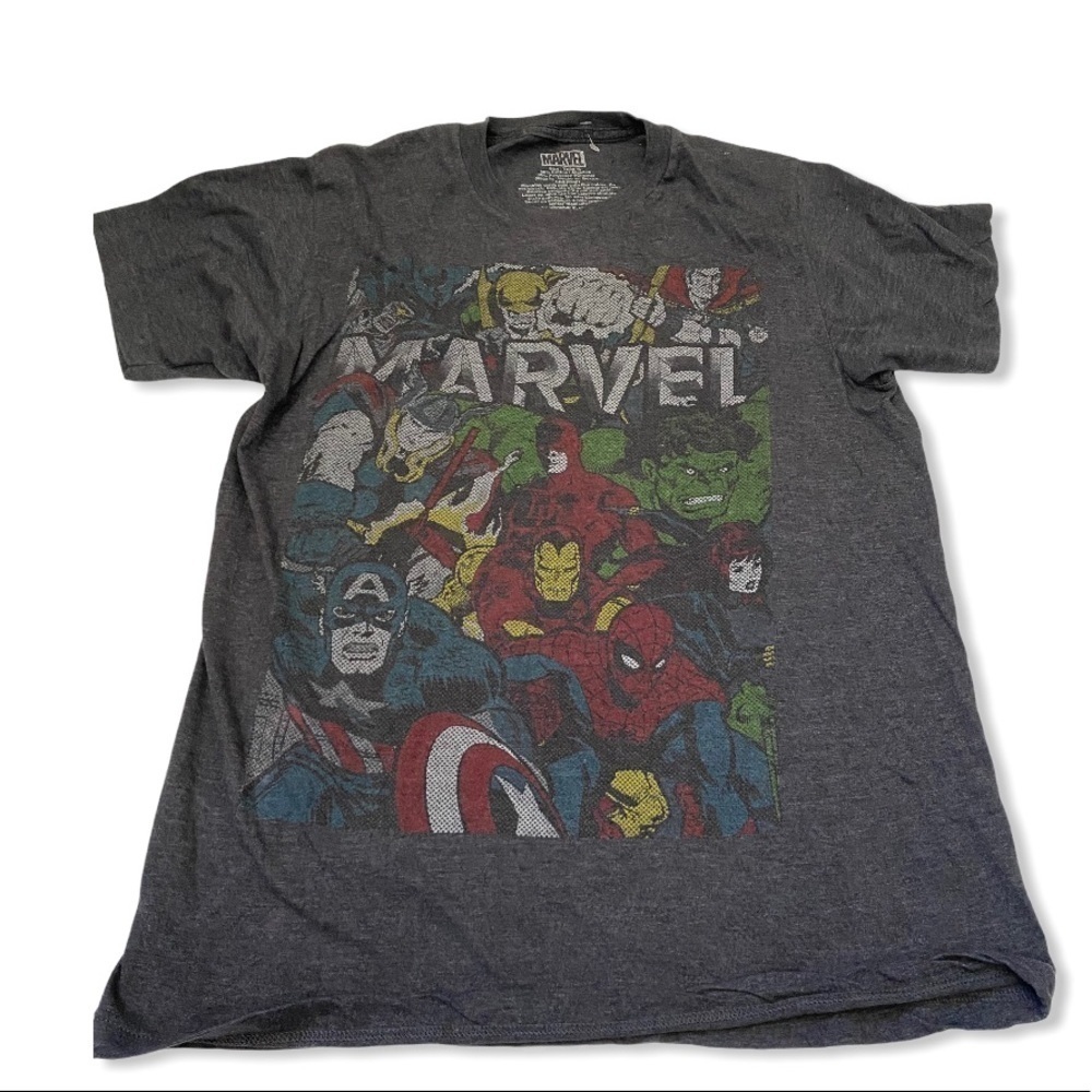 Heroes of Marvel T-shirt Charcoal Grey Unisex Sz M